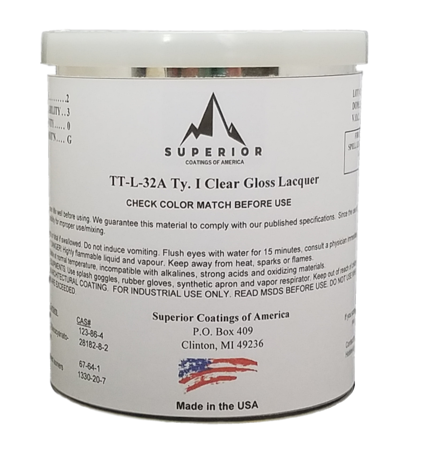 Federal Specification A-A-857B NOT.3 Clear Lacquer Thinner - Gallon Can at